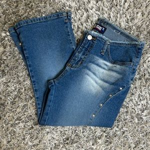 Hi Jeans Jean Power Denim Capri Women Juniors Size 9 Medium Blue wash studded